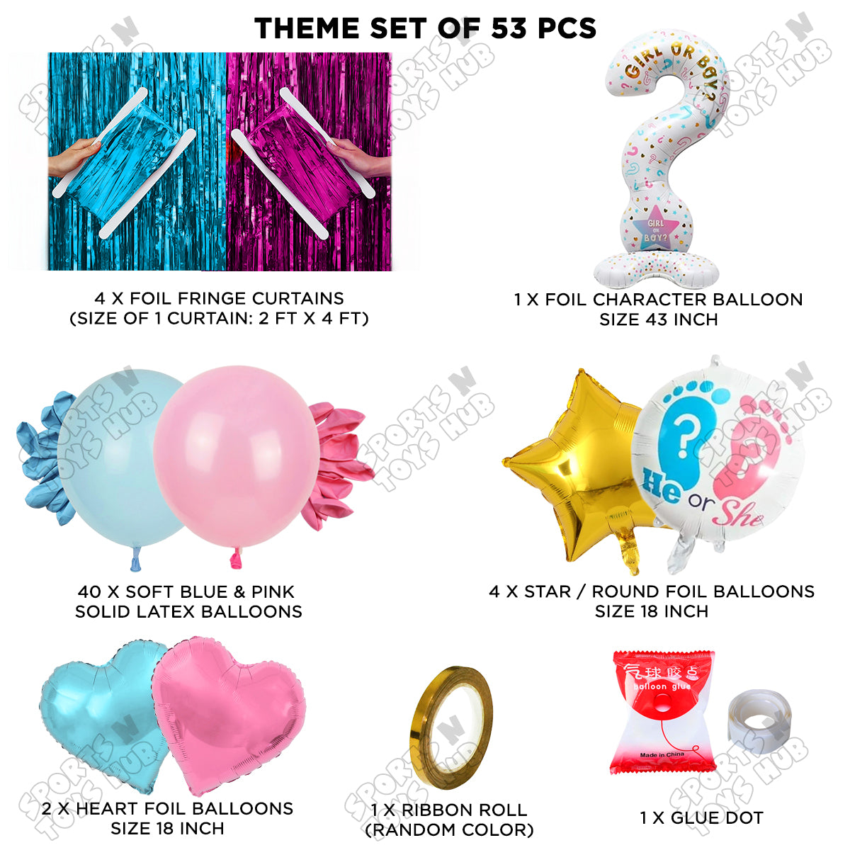 Gender Reveal Foil Balloon Set Theme Collection