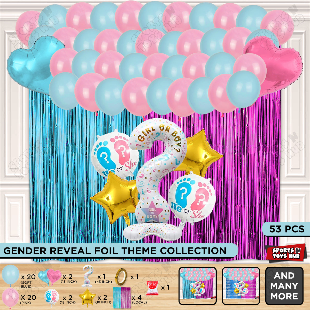 Gender Reveal Foil Balloon Set Theme Collection