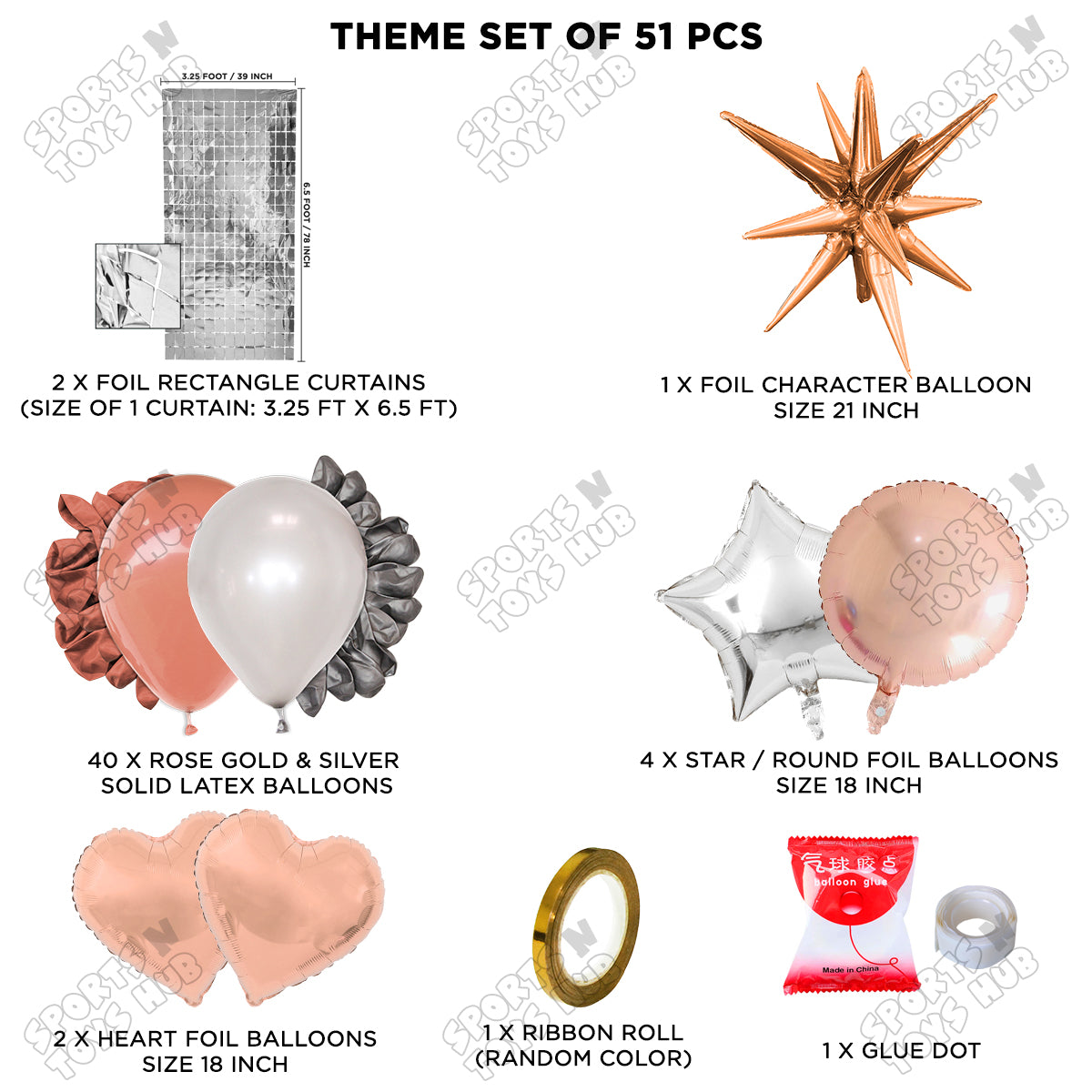 Brust Star Rose Gold Color Foil Balloon Party Decoration Set Theme