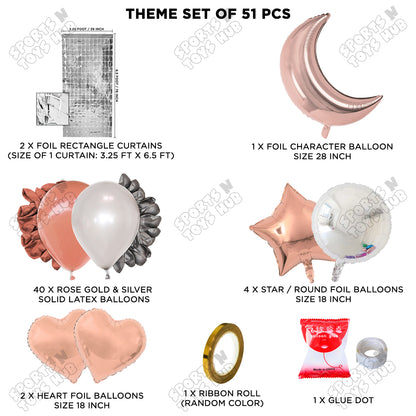 Crescent Moon RoseGold Color Foil Balloon Party Decoration Set Theme