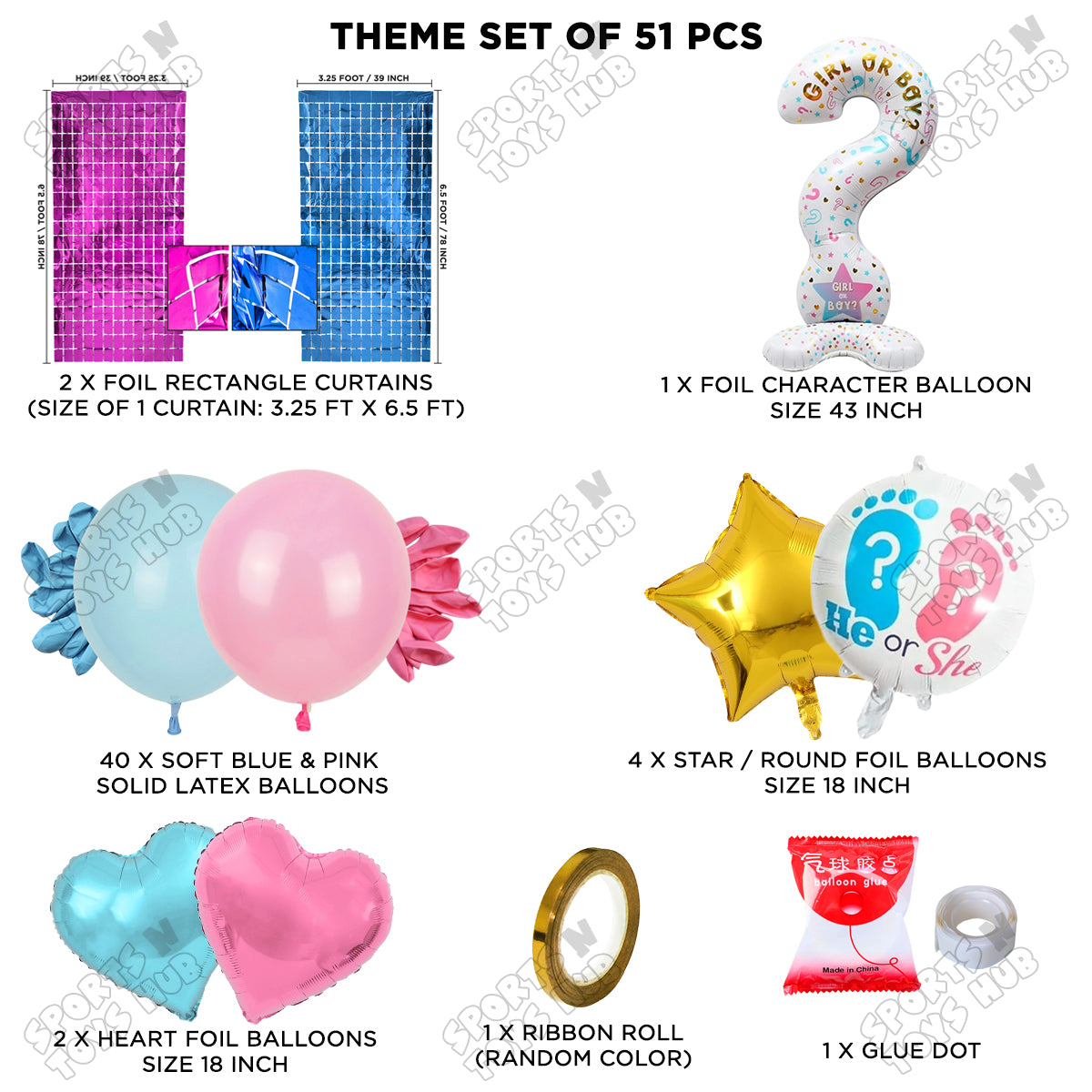Gender Reveal Foil Balloon Set Theme Collection