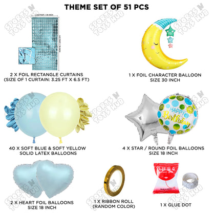 Crescent Moon with Star Foil Balloon Party Decoration Set
