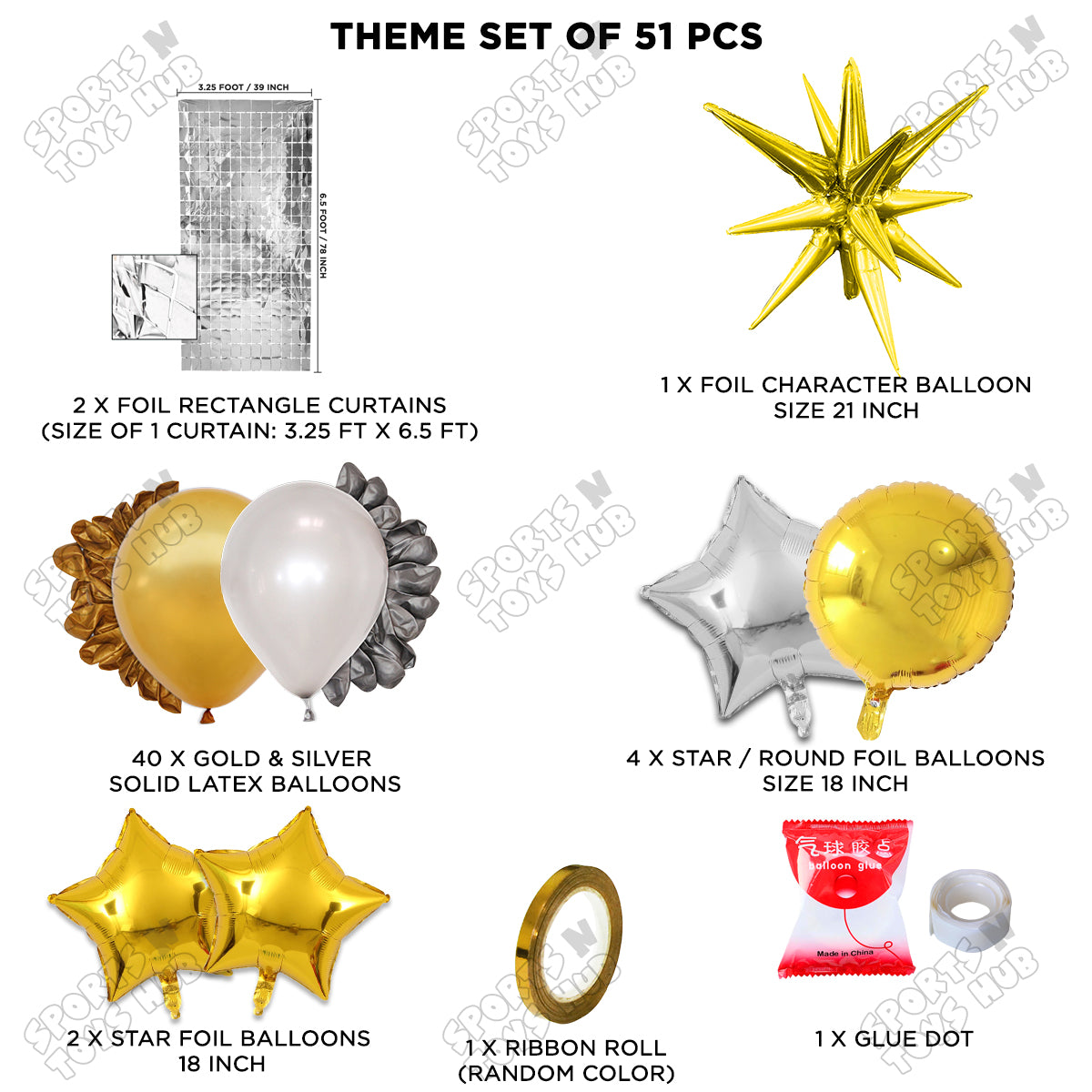 Brust Star Gold Color Foil Balloon Party Decoration Set Theme