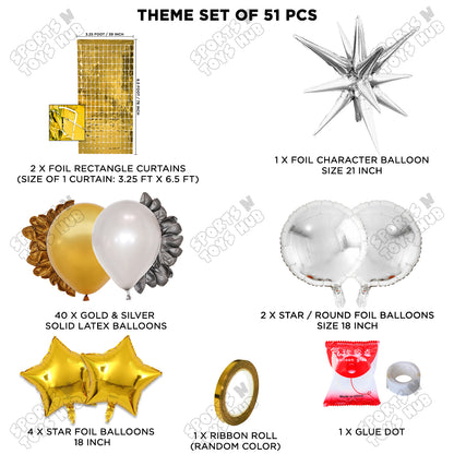 Brust Star Silver Color Foil Balloon Party Decoration Set Theme
