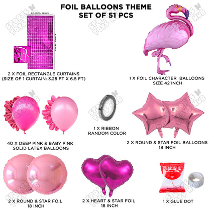 Flamingo Cartoon Character Bird Pink Color Foil Balloon Set Theme