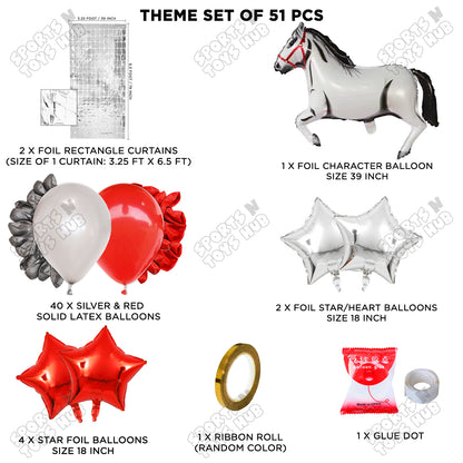 Cartoon White Horse Theme Foil Balloon Set – Kids Birthday Party Decoration Kit, Cute Horse Foil Balloons for Baby Shower, Animal Theme Party, Farm Celebration, Photo Booth Backdrop & Event Decorations