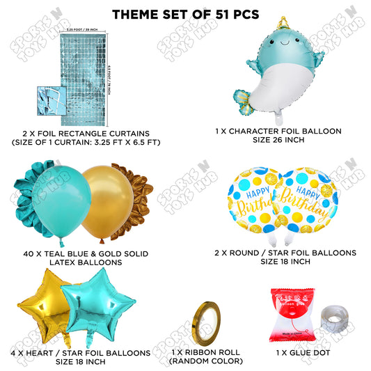 Cute Whale Foil Balloon Theme Decoration Set