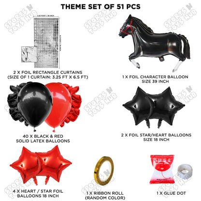 Cartoon Black Horse Theme Foil Balloon Set – Kids Birthday Party Decoration Kit, Cute Horse Foil Balloons for Baby Shower, Farm Animal Theme Party, Photo Booth Backdrop & Event Decorations