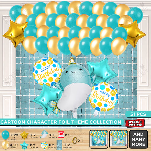 Cute Whale Foil Balloon Theme Decoration Set