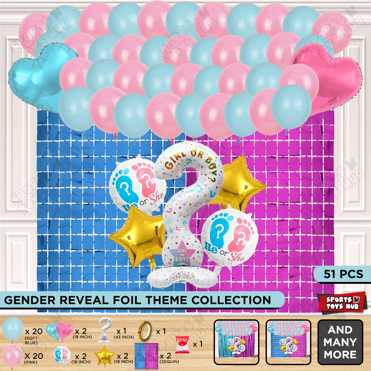 Gender Reveal Foil Balloon Set Theme Collection