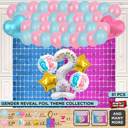Gender Reveal Foil Balloon Set Theme Collection
