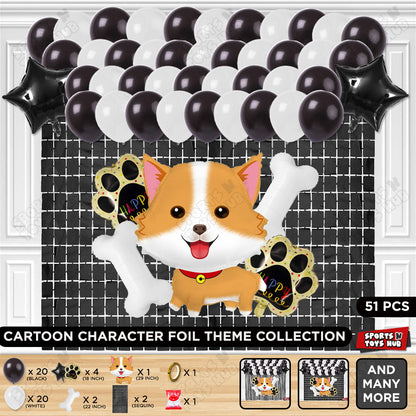 Cartoon Dog Puppy Theme Foil Balloon Set – Adorable Birthday Party Decorations for Kids, Baby Celebration & Events