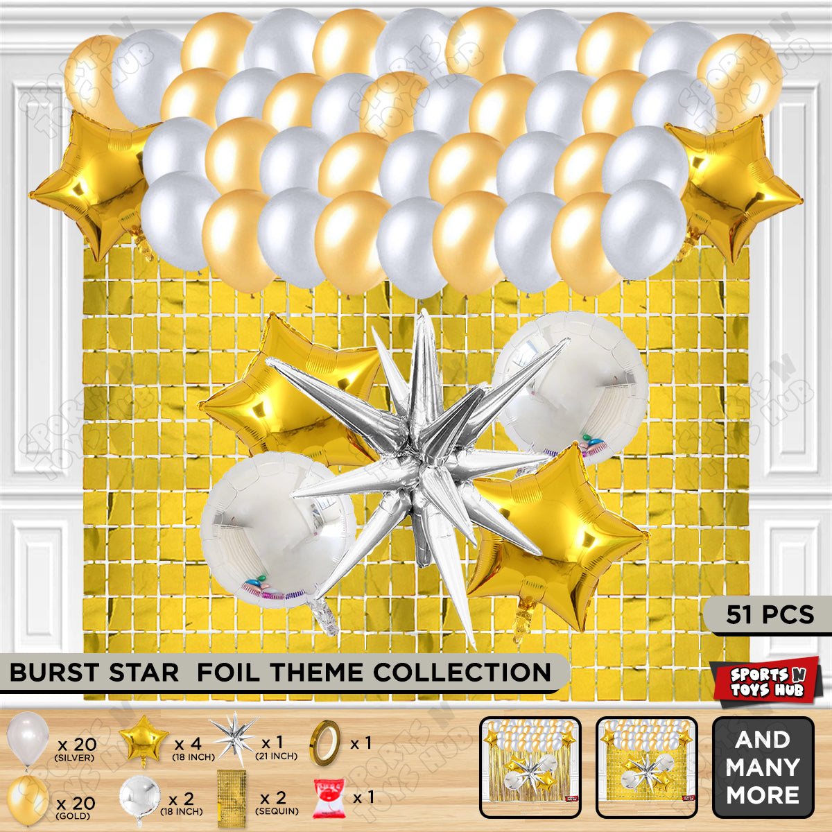 Brust Star Silver Color Foil Balloon Party Decoration Set Theme