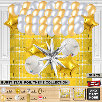 Brust Star Silver Color Foil Balloon Party Decoration Set Theme