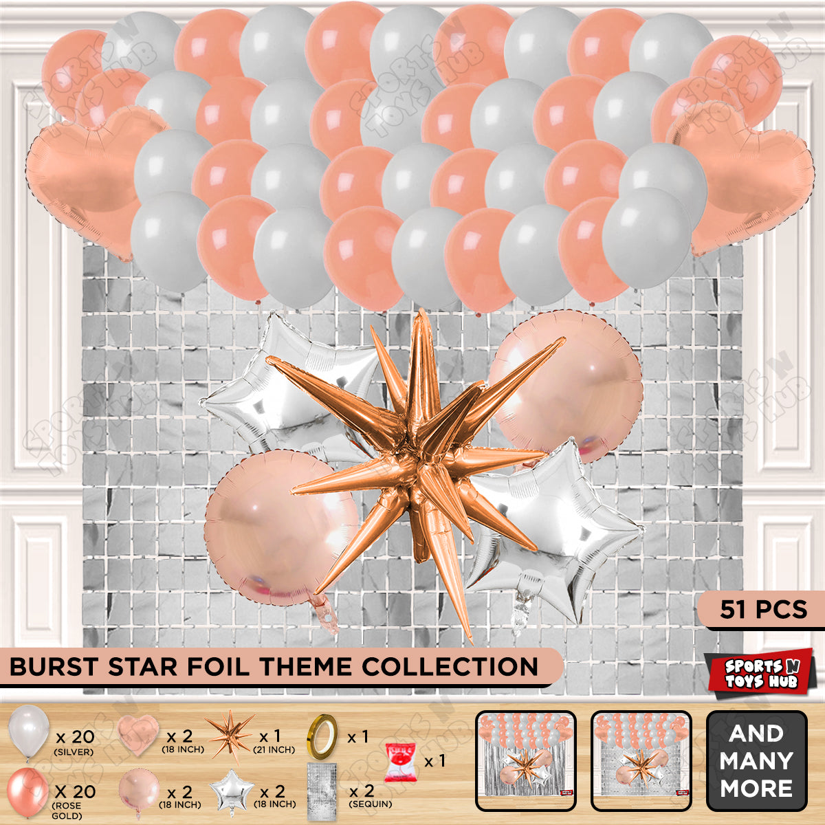 Brust Star Rose Gold Color Foil Balloon Party Decoration Set Theme