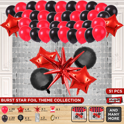 Brust Star Red Color Foil Balloon Party Decoration Set Theme