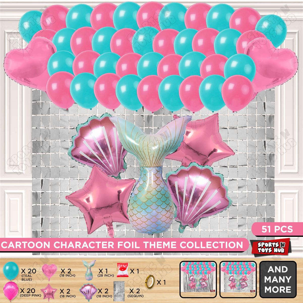 Mermaid Tail Foil Balloon Theme Decoration Set