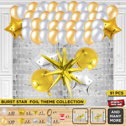 Brust Star Gold Color Foil Balloon Party Decoration Set Theme