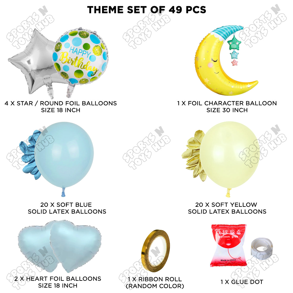 Crescent Moon with Star Foil Balloon Party Decoration Set