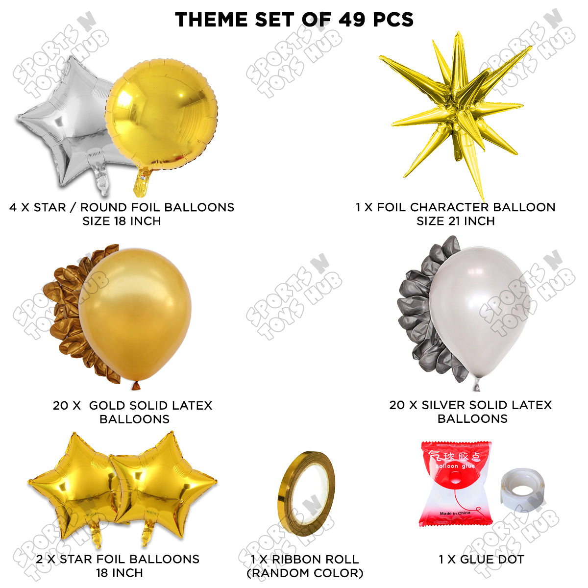 Brust Star Gold Color Foil Balloon Party Decoration Set Theme