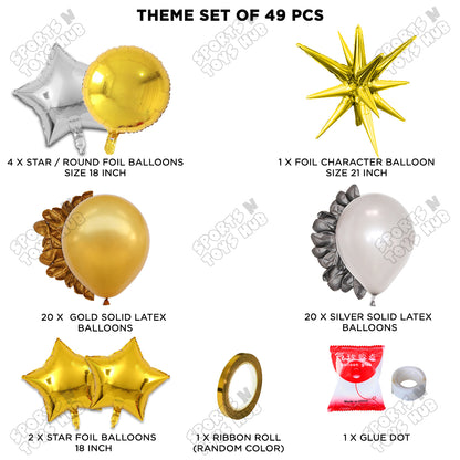 Brust Star Gold Color Foil Balloon Party Decoration Set Theme