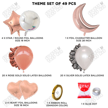 Crescent Moon RoseGold Color Foil Balloon Party Decoration Set Theme