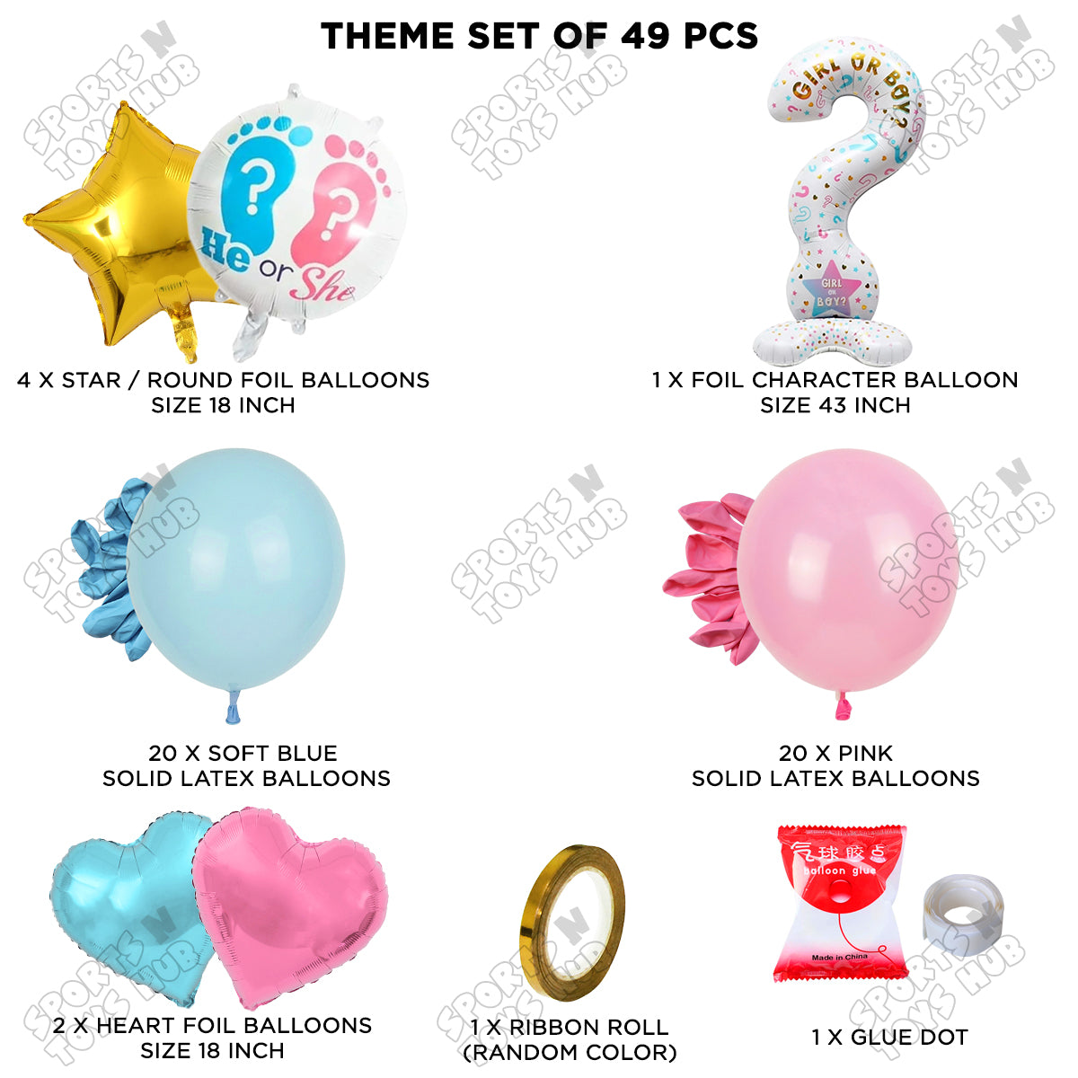 Gender Reveal Foil Balloon Set Theme Collection