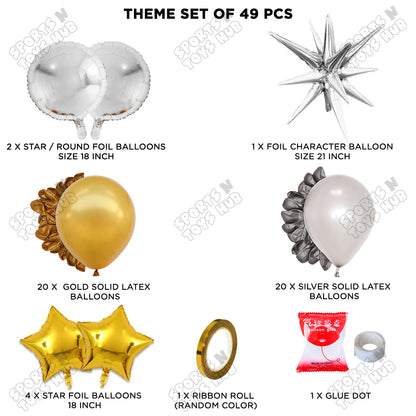 Brust Star Silver Color Foil Balloon Party Decoration Set Theme