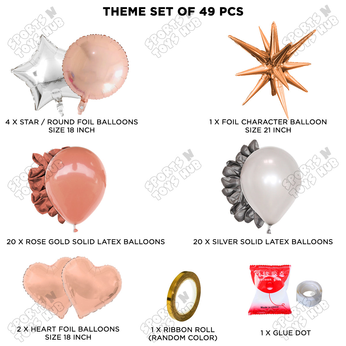Brust Star Rose Gold Color Foil Balloon Party Decoration Set Theme