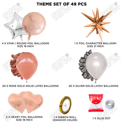 Brust Star Rose Gold Color Foil Balloon Party Decoration Set Theme