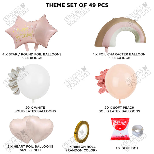 Pastel Pink Matte Color Rainbow Cloud Foil Balloon Theme Decoration Set