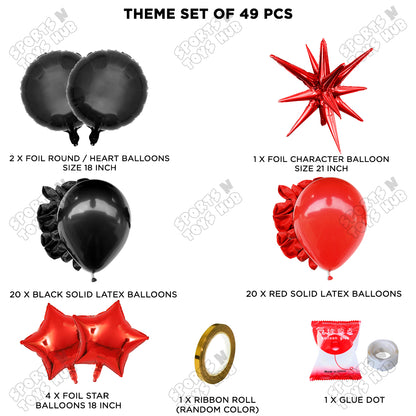 Brust Star Red Color Foil Balloon Party Decoration Set Theme