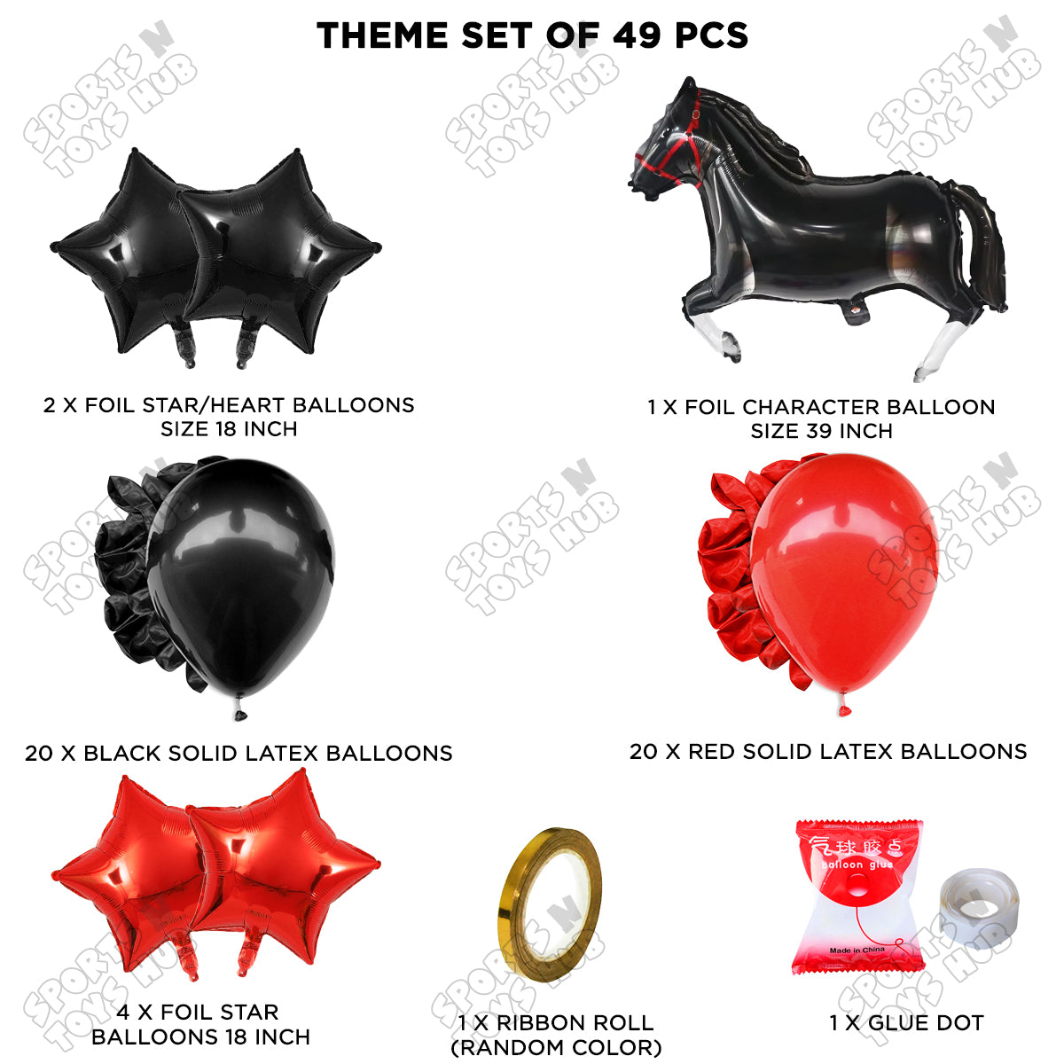 Cartoon Black Horse Theme Foil Balloon Set – Kids Birthday Party Decoration Kit, Cute Horse Foil Balloons for Baby Shower, Farm Animal Theme Party, Photo Booth Backdrop & Event Decorations