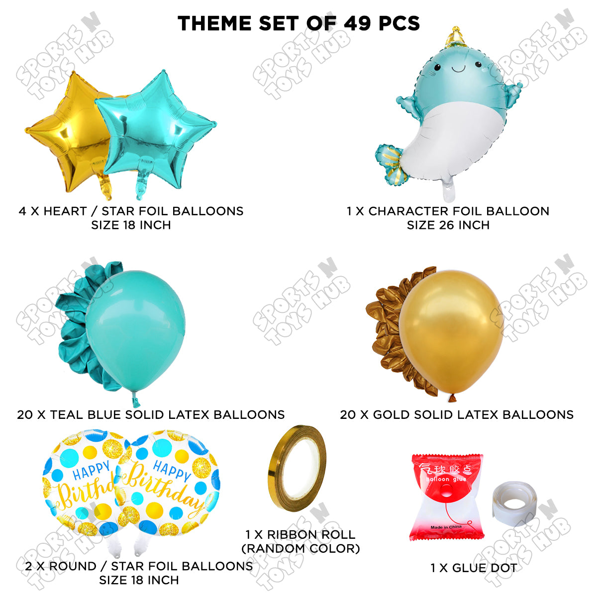 Cute Whale Foil Balloon Theme Decoration Set