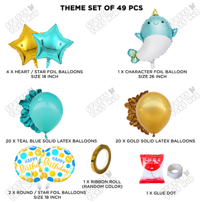 Cute Whale Foil Balloon Theme Decoration Set