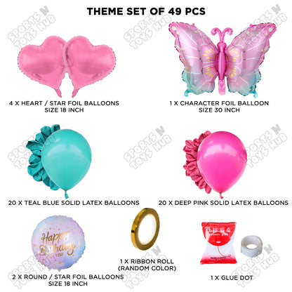 Gradient Pink & Blue Color Butterfly Foil Balloon Set Theme
