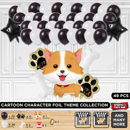 Cartoon Dog Puppy Theme Foil Balloon Set – Adorable Birthday Party Decorations for Kids, Baby Celebration & Events