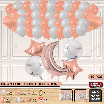 Crescent Moon RoseGold Color Foil Balloon Party Decoration Set Theme