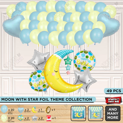 Crescent Moon with Star Foil Balloon Party Decoration Set
