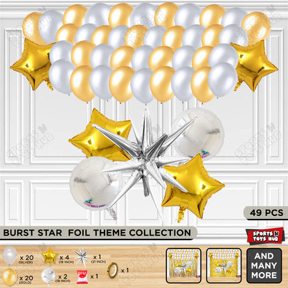 Brust Star Silver Color Foil Balloon Party Decoration Set Theme