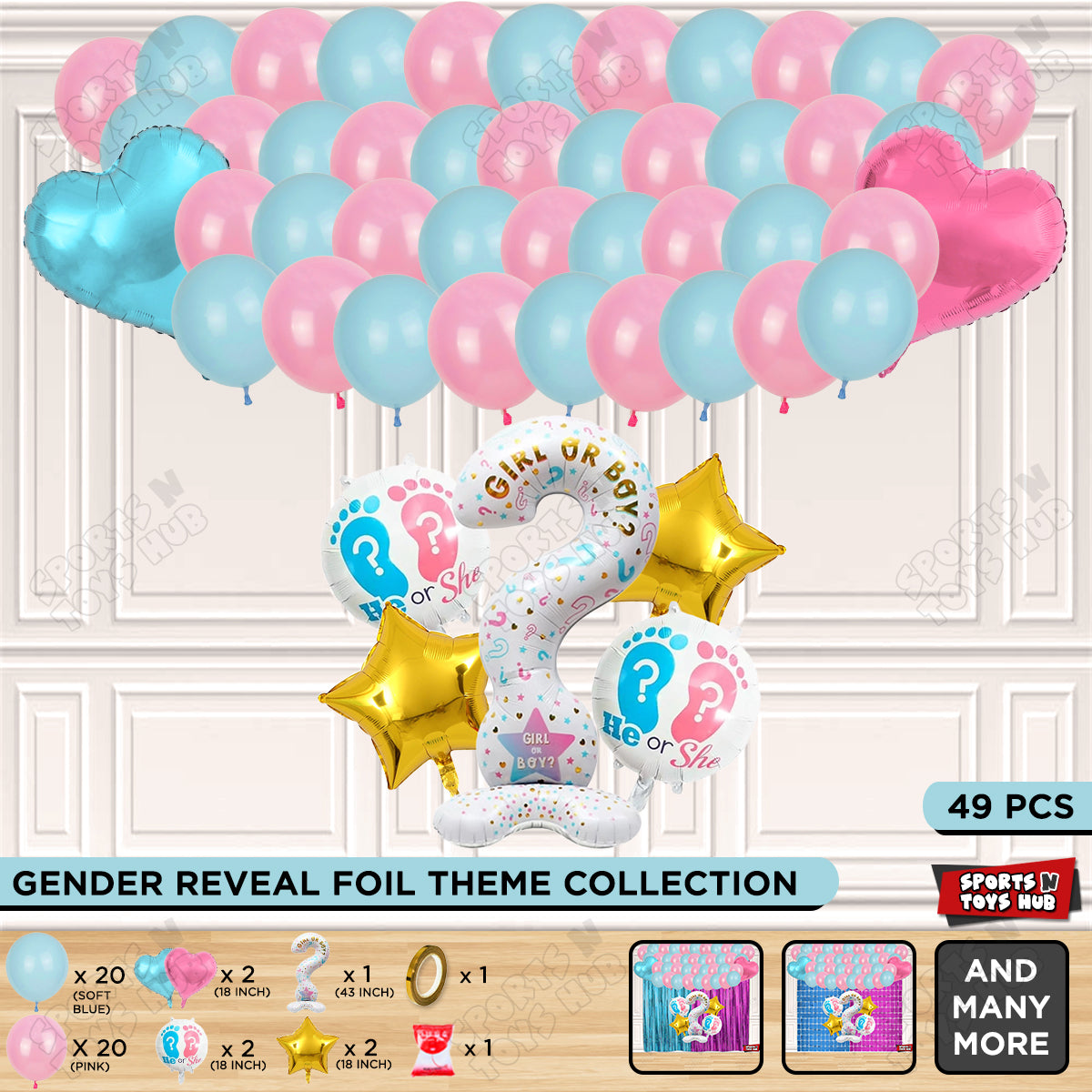 Gender Reveal Foil Balloon Set Theme Collection