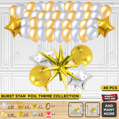 Brust Star Gold Color Foil Balloon Party Decoration Set Theme