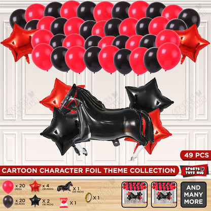 Cartoon Black Horse Theme Foil Balloon Set – Kids Birthday Party Decoration Kit, Cute Horse Foil Balloons for Baby Shower, Farm Animal Theme Party, Photo Booth Backdrop & Event Decorations