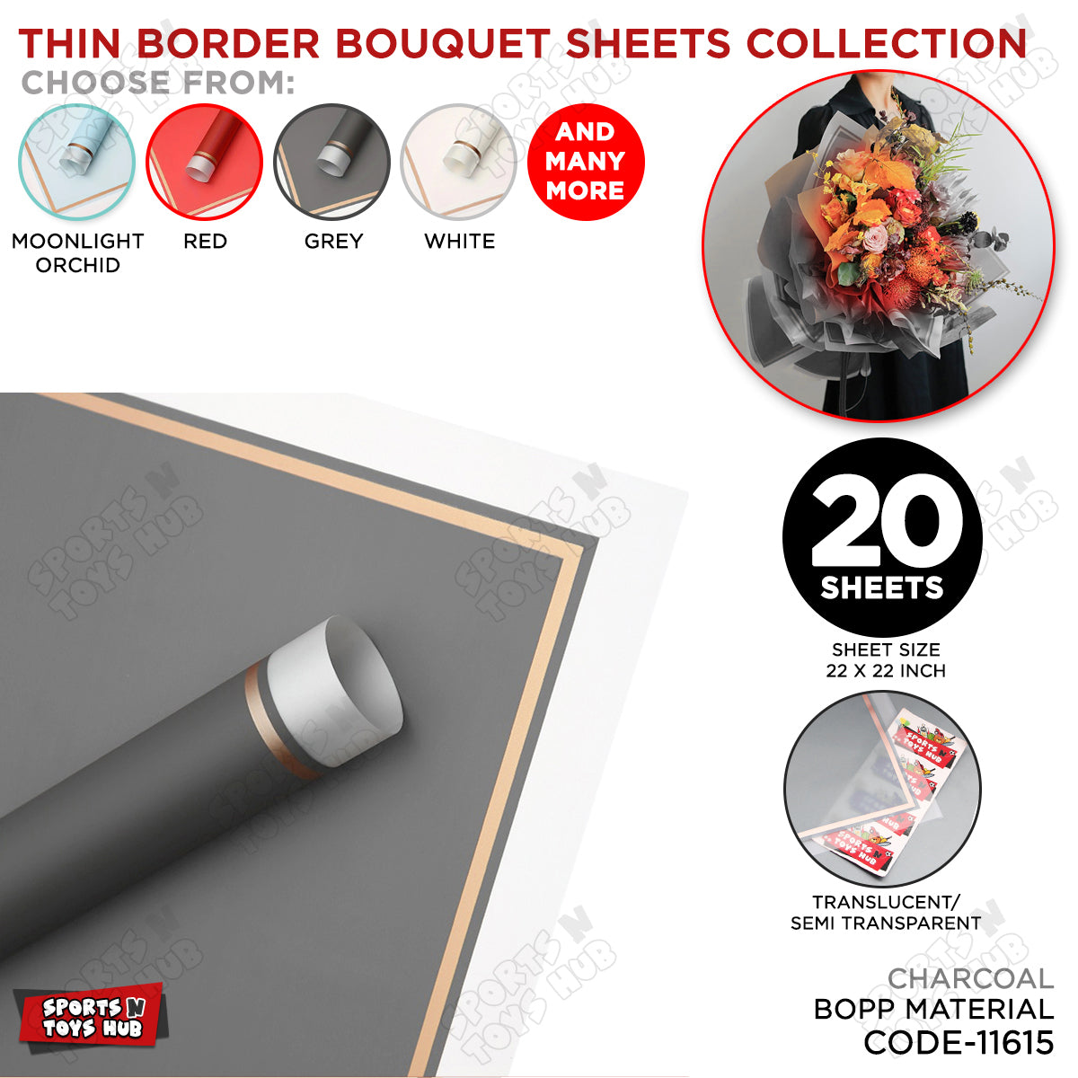 Triple Edge Thin Clear Border Translucent Flower Wrapping Bouquet Sheets