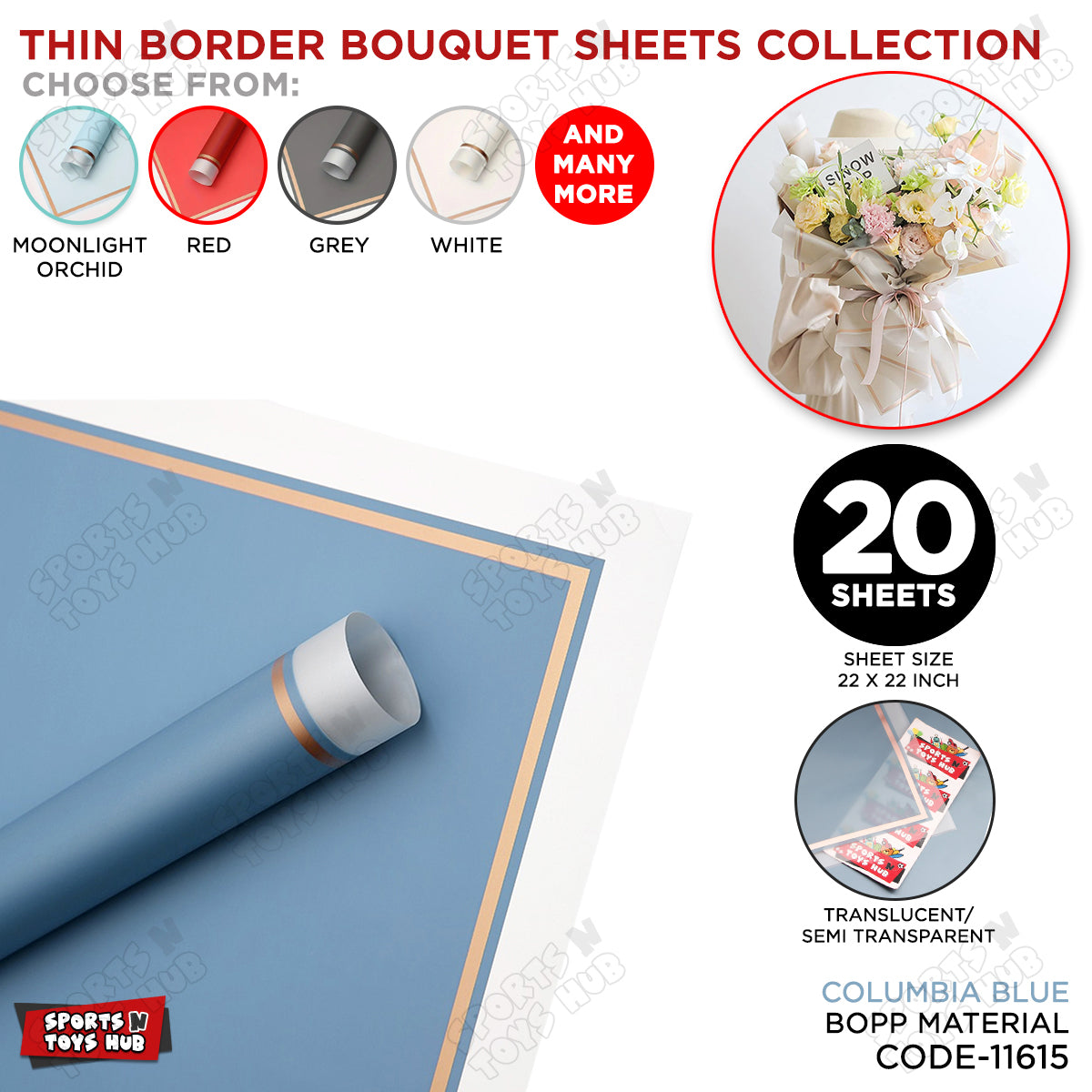 Triple Edge Thin Clear Border Translucent Flower Wrapping Bouquet Sheets