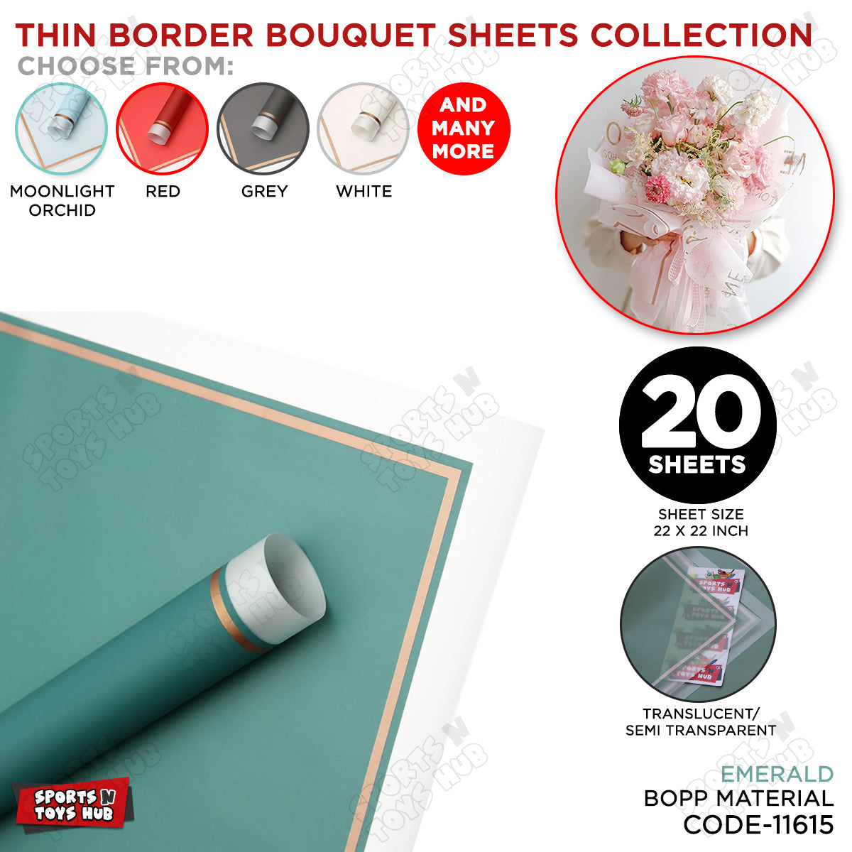 Triple Edge Thin Clear Border Translucent Flower Wrapping Bouquet Sheets