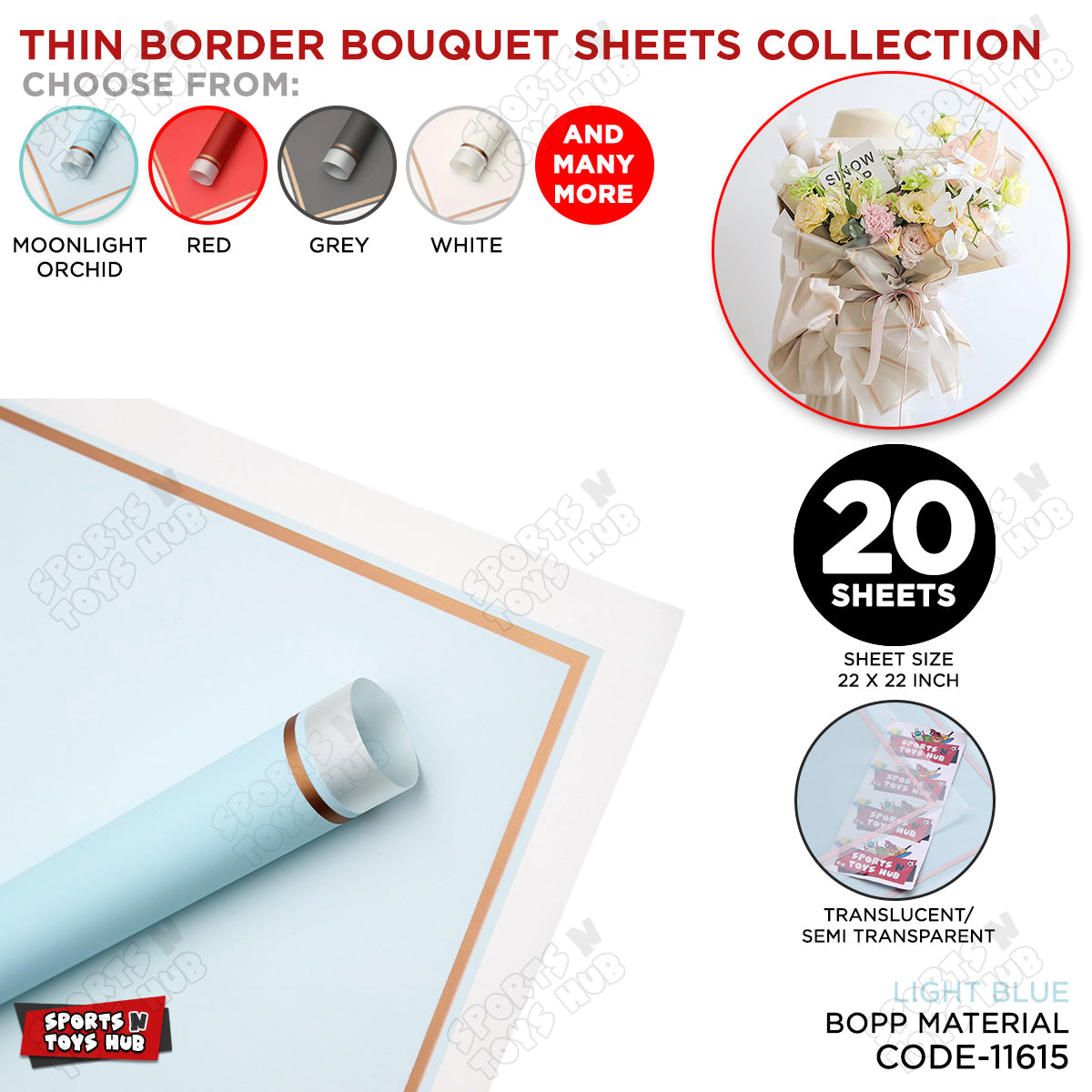 Triple Edge Thin Clear Border Translucent Flower Wrapping Bouquet Sheets