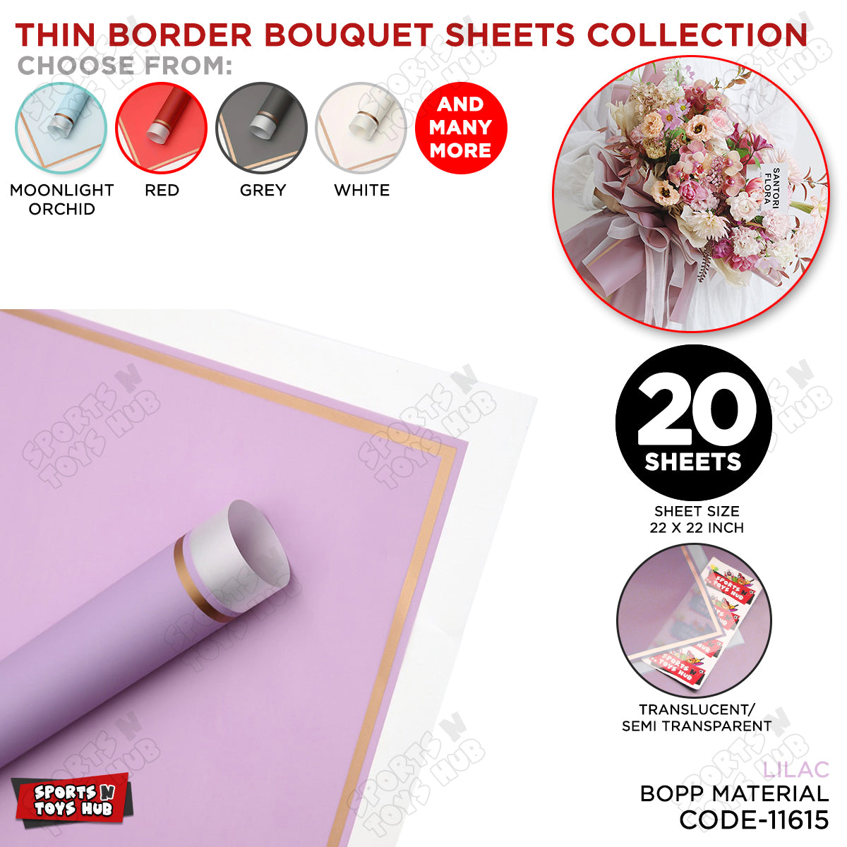 Triple Edge Thin Clear Border Translucent Flower Wrapping Bouquet Sheets