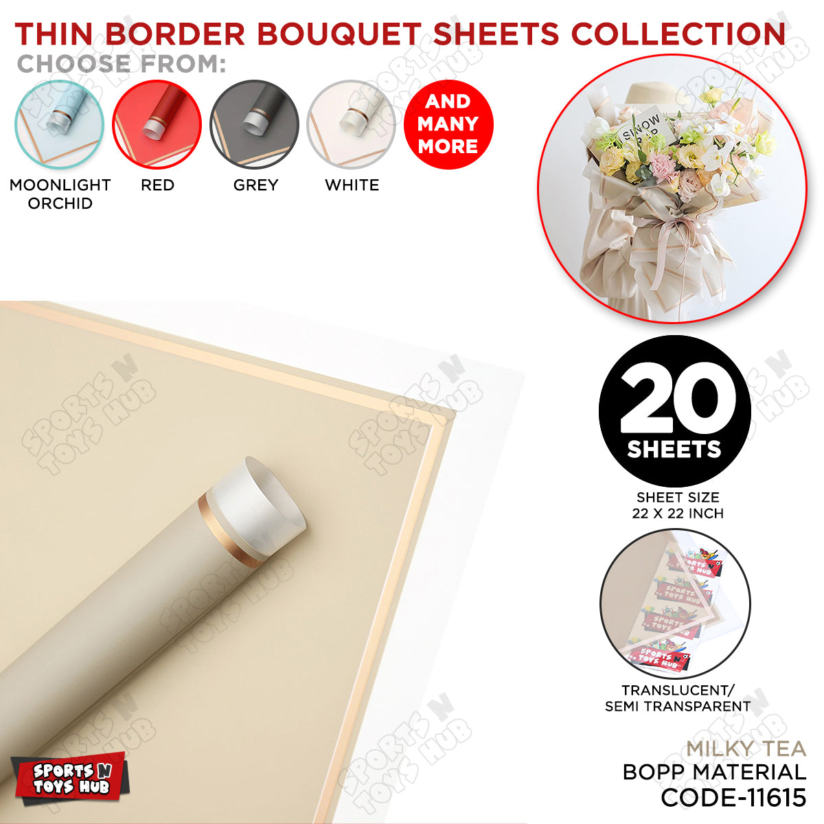 Triple Edge Thin Clear Border Translucent Flower Wrapping Bouquet Sheets