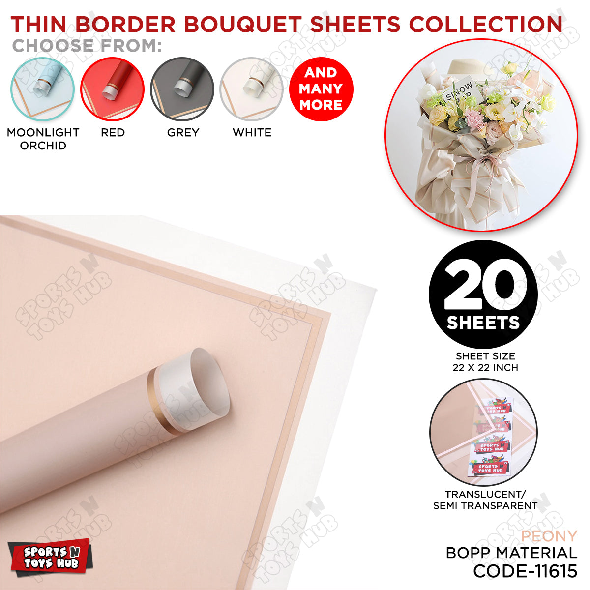 Triple Edge Thin Clear Border Translucent Flower Wrapping Bouquet Sheets